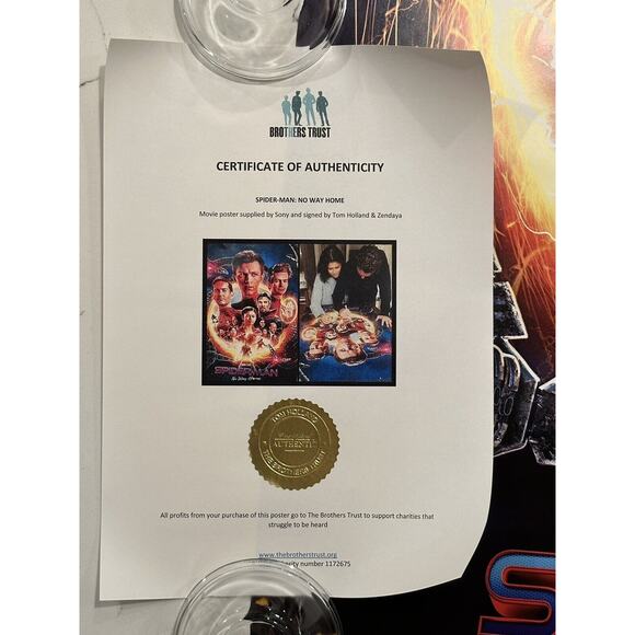 Spider-Man No Way Home Poster Signed Tom Holland Zendaya Autograph 27x40 COA #2 - Picture 2 of 11